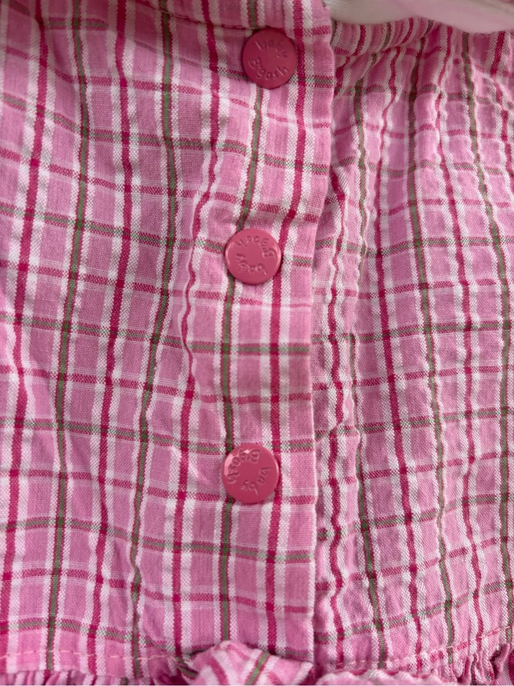 Vintage Oshkosh B’Gosh Girls Plaid Pink Slit Front Dress Floral Embroidered